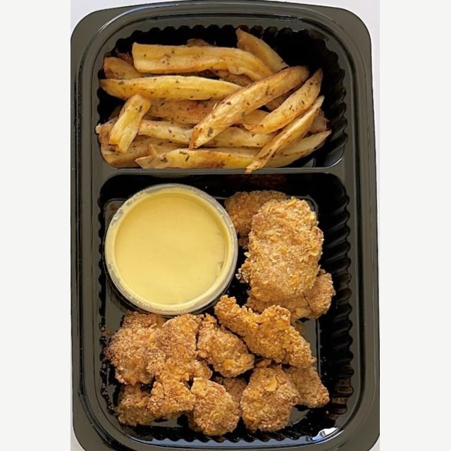 Chicken pops and air-fried fries