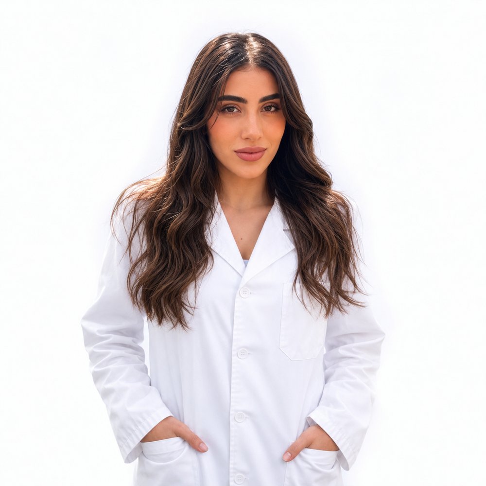 Tery Waked in a white coat